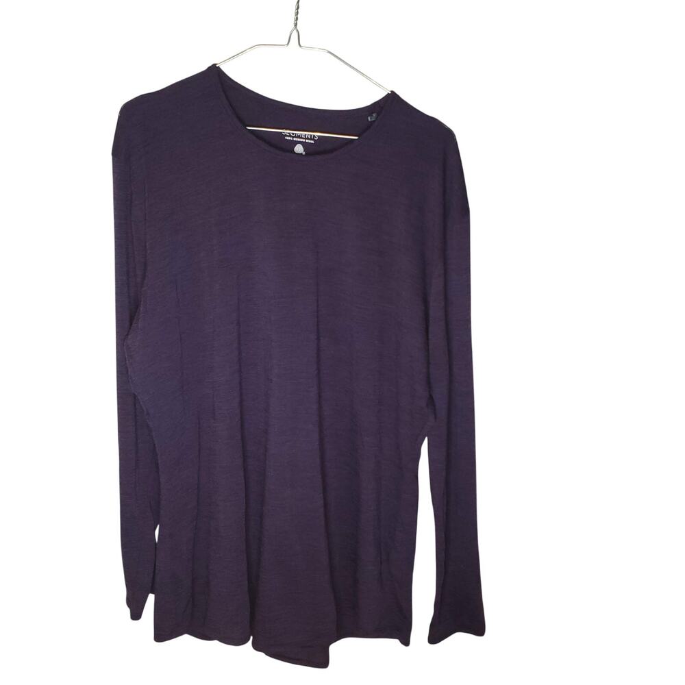 Segments 100% Merino Wool Women Heathered Purple Blue Long Sleeve Base Layer XXL